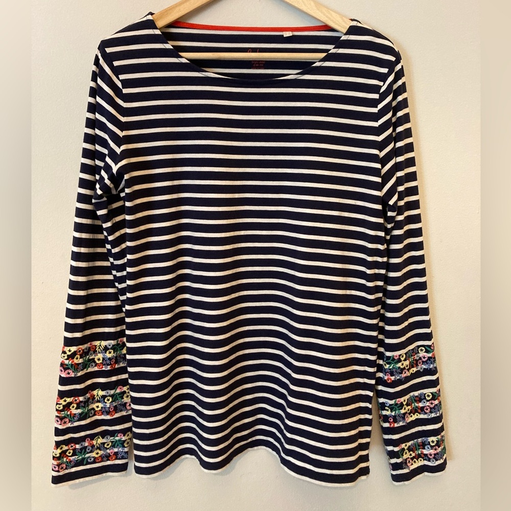 Boden Embroidered Long Sleeve Breton, size US 12